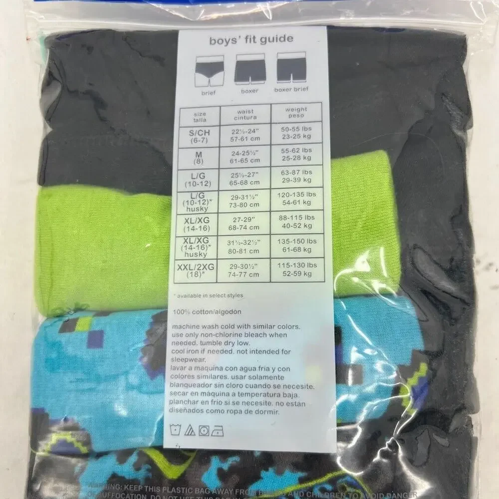 Wonder Nation Boxer Brief Boys Large Multi Cotton Soft‎ Comfort Waistband 5 Pack